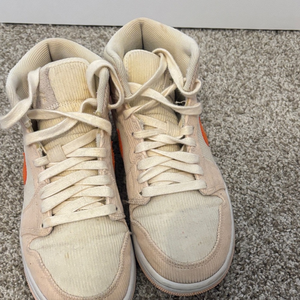 Cream and Orange High-Top Sneakers
